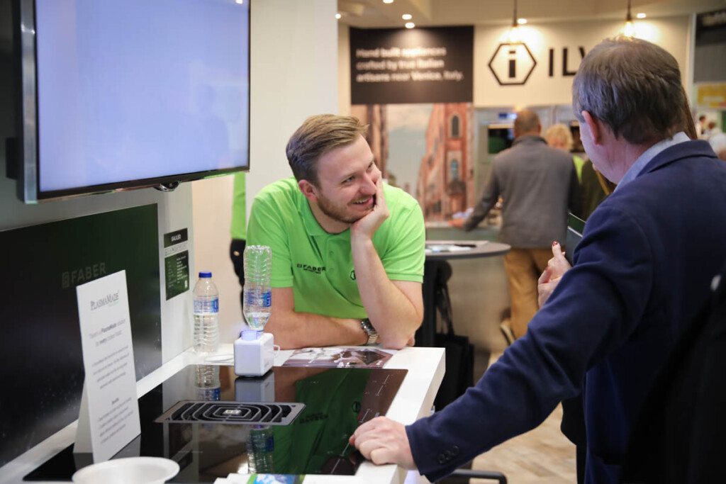 Tom talking to customers at Grand Designs Live