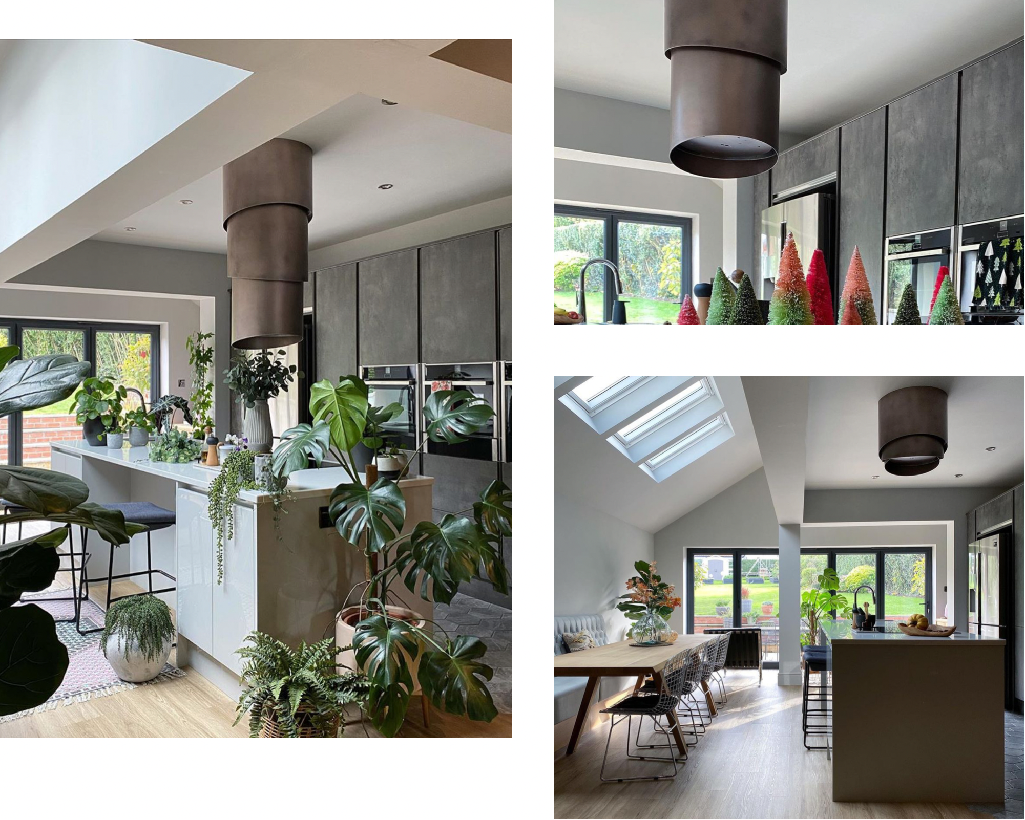 photos beres for dect modern kitchen - decorative plants, kitchen island, patio doors and grey cabinets.